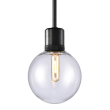 ZEEV Lighting P11708-E26-SBB-G11 - 8" E26 Clear Globe Glass Pendant Light and Satin Brushed Black Metal Finish