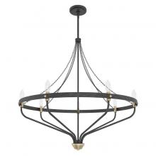 Hunter 19797 - Hunter Merlin Rustic Iron and Alturas Gold 7 Light Large Chandelier Ceiling Light Fixture