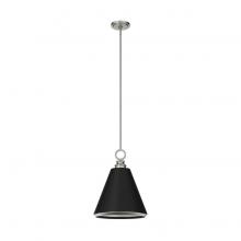 Hunter 19445 - Hunter Klein Brushed Nickel and Flat Matte Black 1 Light Medium Pendant Ceiling Light Fixture