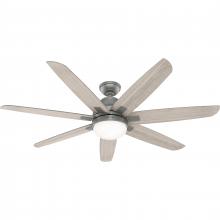 Hunter 51567 - Hunter 60 inch Wilder Matte Silver Ceiling Fan with LED Light Kit and Wall Control