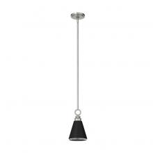 Hunter 19443 - Hunter Klein Brushed Nickel and Flat Matte Black 1 Light Mini Pendant Ceiling Light Fixture