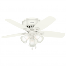 Hunter 51090 - Hunter 42 inch Builder Snow White Low Profile Ceiling Fan with LED Light Kit and Pull Chain