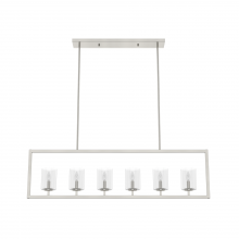 Hunter 19549 - Hunter Kerrison Brushed Nickel with Seeded Glass 6 Light Chandelier Ceiling Light Fixture