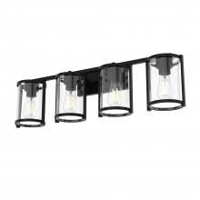 Hunter 48009 - Hunter Astwood Matte Black with Clear Glass 4 Light Bathroom Vanity Wall Light Fixture