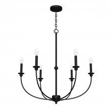 Hunter 19634 - Hunter Southcrest Matte Black 6 Light Large Chandelier Ceiling Light Fixture