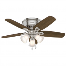 Hunter 51092 - Hunter 42 inch Builder Brushed Nickel Low Profile Ceiling Fan with LED Light Kit and Pull Chain