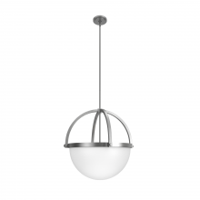 Hunter 19237 - Hunter Wedgefield Brushed Nickel with Frosted Cased White Glass 4 Light Pendant Ceiling Light