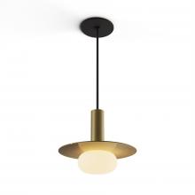 Koncept Inc CMP-S1-S-06-BRS+MBRS9+GLB - Combi Pendant 6" Single Unit Brass with Matte Black Canopy, 9" metal plate (Brass) attachmen