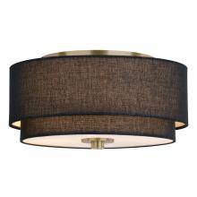 Vaxcel International C0309 - Burnaby 13-in. 2 Light Flush Matte Brass with Black Fabric