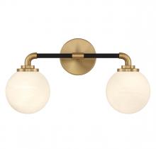 Lighting One US V6-L8-9604-2-143 - Dresden 2-Light Bathroom Vanity Light in Matte Black with Warm Brass Accents