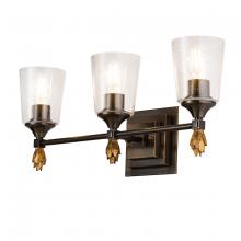 Lucas McKearn BB1022DB-3-F1G - Vetiver 3 Light Bath Vanity Light In Dark Bronze With Gold Accents