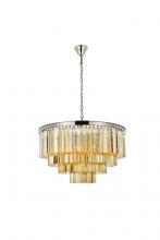 Elegant 1201D32PN-GT/RC - Sydney 17 light polished nickel Chandelier Golden Teak (Smoky) Royal Cut Crystal