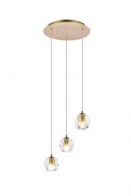 Elegant 3505D12G - Eren 3 Lights Gold Pendant