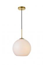 Elegant LD2225BR - Baxter 1 Light Brass Pendant With Frosted White Glass