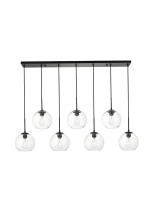 Elegant LD2230BK - Baxter 7 Lights Black Pendant With Clear Glass