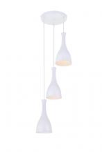 Elegant LD2408WH - Aiken 3 Light White Pendant