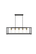 Elegant LD4063D38BRB - Resolute 5 light brass and black Pendant