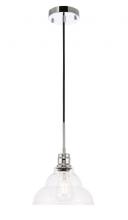 Elegant LD6217C - Gil 1 Light Chrome and Clear Seeded Glass Pendant