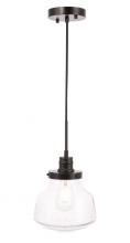 Elegant LD6252BK - Lyle 1 Light Black and Clear Seeded Glass Pendant