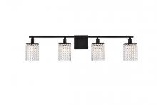 Elegant LD7012BK - Phineas 4 lights bath sconce in black with clear crystals