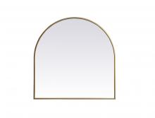 Elegant MR1A3030BRS - Metal Frame Arch Mirror 30x30 Inch in Brass