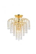 Elegant V6801F16G/RC - Falls 4 light Gold Flush Mount Clear Royal Cut Crystal