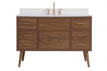 Elegant VF41048WB-BS - 48 inch bathroom Vanity in Walnut Brown with Backsplash