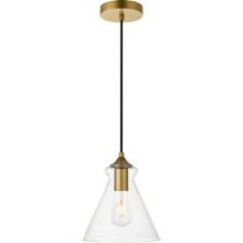 Elegant LD2244BR - Destry 1 Light Brass Pendant With Clear Glass