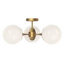 Alora Lighting SF505326AGOP - Nouveau 26-in Aged Gold/Opal Matte Glass 3 Lights Semi Flush Mount