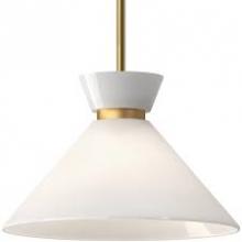 Alora Lighting PD470514BGGO - Halston 14-in Brushed Gold/Glossy Opal Glass 1 Light Pendant