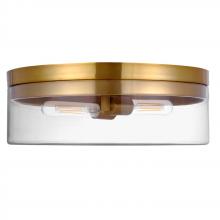 Dainolite FNA-142FH-AGB-CLR - 2 Light Incandescent Flush Mount Aged Brass with Clear Glass