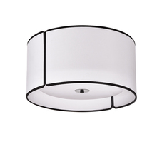 Dainolite NDR-153FH-BK-WH - 3 Light Notched Drum Flush Mount, Matte Black White Shade and Diff