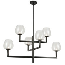 Dainolite NOR-326C-MB-CLR - 6 Light Incandescent Matte Black Chandelier w/ Clear Glass