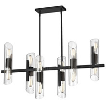 Dainolite SAM-4012HC-MB - 12 Light Horizontal Matte Black Chandelier w/ Clear Fluted Glass