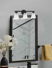 Dainolite VIE-223W-MB - 3 Light Incandescent Vanity Matte Black with Clear Ribbed Glass