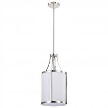 Nuvo 60/7971 - Easton 1 Light Pendant; Polished Nickel Finish; White Linen Shade