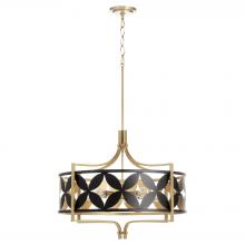 Quorum 883-5-5980 - Mariposa 5 Light Pendant, Matte Black, Aged Brass