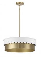 Savoy House Meridian M7030WHNB - 4-Light Pendant in White and Natural Brass