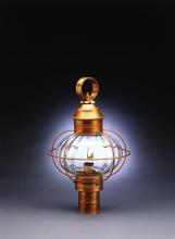 Northeast Lantern 2543-AC-MED-OPT - Caged Onion Post Antique Copper Medium Base Socket Seedy Marine Glass