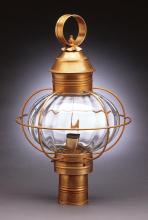 Northeast Lantern 2543-VG-LT3-CSG - Caged Onion Post Verdi Gris 3 Candelabra Sockets Clear Seedy Glass