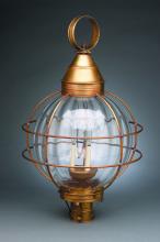 Northeast Lantern 2863-VG-LT3-CSG - Caged Round Post Verdi Gris 3 Candelabra Sockets Clear Seedy Glass