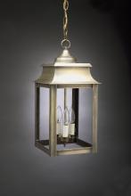 Northeast Lantern 5632-AB-LT3-CSG - Pagoda Hanging Antique Brass 3 Candelabra Sockets Clear Seedy Glass