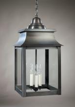 Northeast Lantern 5652-VG-LT3-CLR - Pagoda Hanging Verdi Gris 3 Candelabra Sockets Clear Glass