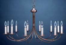 Northeast Lantern 952-VG-LT12 - Hanging J-Arms Verdi Gris 12 Candelabra Sockets