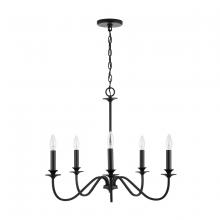 Austin Allen & Co. 9F375A - 5-Light Chandelier in Matte Black with Decorative Double Bobeches