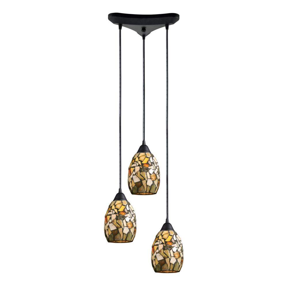 Trego 3 Light Pendant In Dark Rust