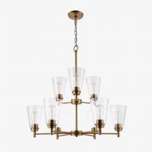 Affinity KC9-AB-CNC - Karen 9 light chandelier, brass, cone clear