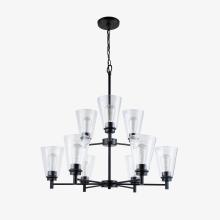 Affinity KC9-BK-CNC - Karen 9 light chandelier, black, cone clear